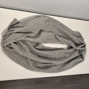 Celeste Grey Soft Cashmere Wool Balaclava Hood Layered Infinitive Scarf 56 x 16